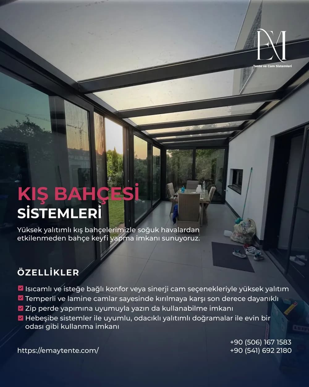 Kış Bahçesi bilgi kartı. Aynı özellikler Kış Bahçesi sayfasında yazılı olarak da var.