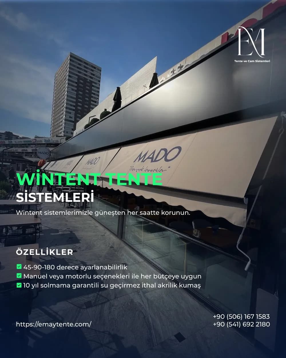 Wintent Tente bilgi kartı. Aynı özellikler Wintent Tente sayfasında yazılı olarak da var.